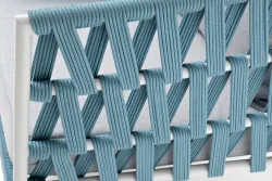 "Диего" кресло плетеное из роупа, каркас алюминий светло-серый (RAL7035) муар, роуп бирюзовый круглый, ткань светло-серая