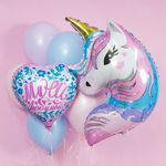 Шар (32''/81 см) Фигура, Голова, Волшебный единорог, 1 шт. в уп.