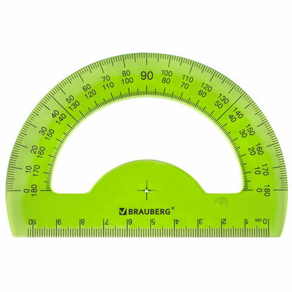 Транспортир 10 см BRAUBERG "FRUITY", 180 градусов, пластик, тонированный, ассорти, 210768