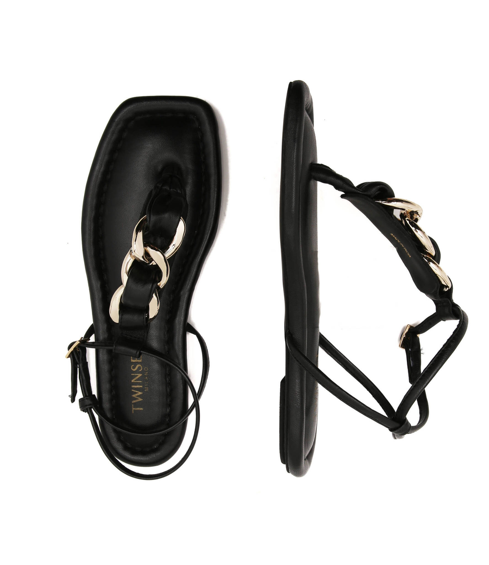 Кожаные босоножки TWINSET - черный(221TCP022)