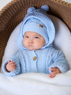 Вязаный конверт на выписку для новорожденного теплый