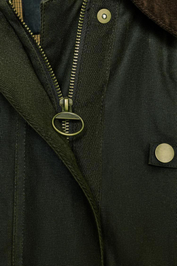 ZARA КУРТКА С ВОЩЕНЫМ ПОКРЫТИЕМ И КОНТРАСТНЫМ ВОРОТНИКОМ — ZW COLLECTION, ХАКИ