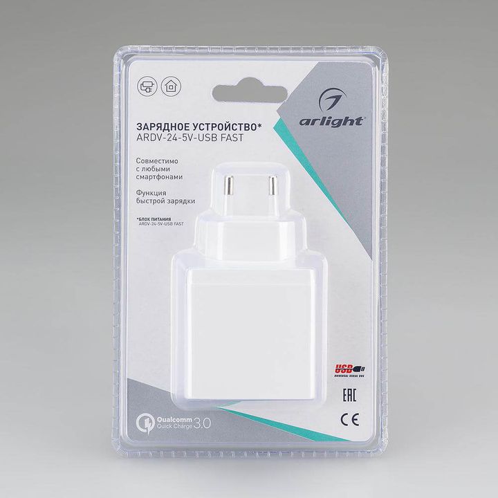 Блок питания Arlight ARDV-24-5V-USB Fast 12V 24W IP20 3A 023248