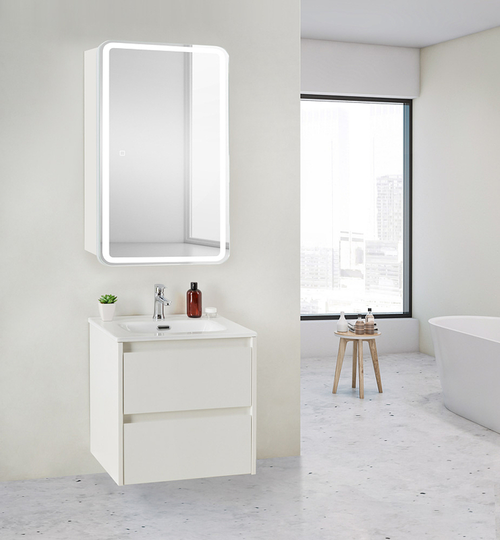Зеркальный шкаф BelBagno Marino 50 SPC-MAR-500/800-1A-LED-TCH с подсветкой Белый