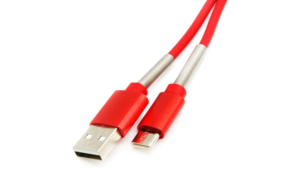 Кабель USB - TypeC Spring (красный) 1м