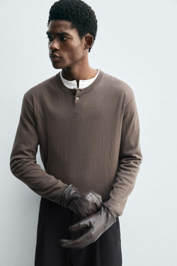 ZARA БАЗОВЫЕ КОЖАНЫЕ ПЕРЧАТКИ, ШОКОЛАДНЫЙ