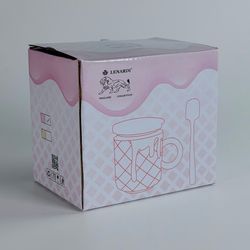 Lenardi 164-030 Кружка 450мл с крышкой и ложкой в под.уп.(х24)Фарфор