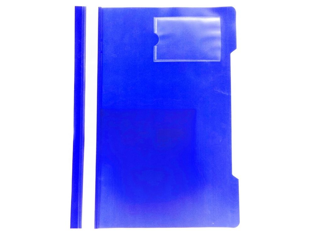 Скоросшиватель А4 БЮРОКРАТ с карманом для визитки пластиковый синий (816326)