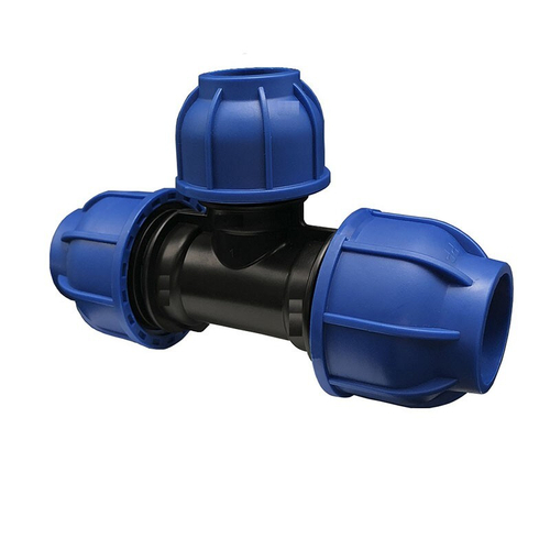 Тройник переходной компрессионный ПНД, DN 32-25-32, PN 16, обжимной для ПЭ труб, 20-40гр., Кудиновский трубный завод