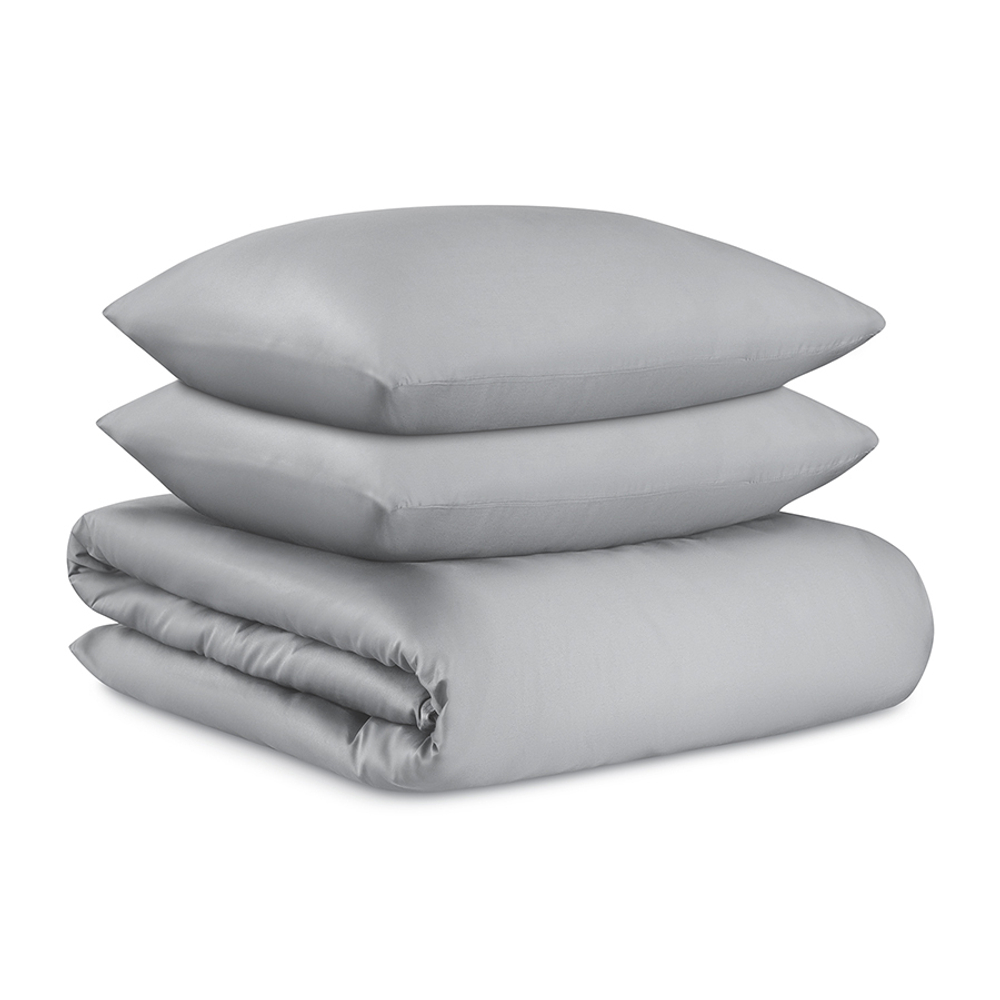 Комплект постельного белья из премиального сатина светло-серого цвета из коллекции essential, 150х20