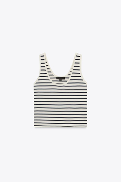 ZARA ТРИКОТАЖНЫЙ ТОП В ПОЛОСКУ, ПОЛОСКИ