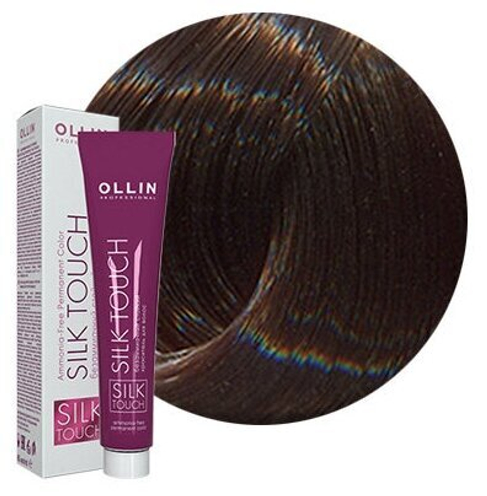 OLLIN SILK TOUCH 6/1 темно-русый пепельный 60мл Безаммиачный стойкий краситель для волос