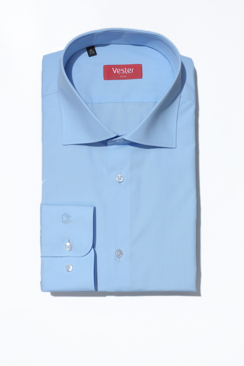 Сорочка мужская VESTER длинный рукав, цвет голубой, хлопок/пэ 51514 04