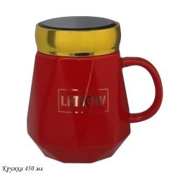 Lenardi 315-034 Кружка 520мл с крышкой в под.уп.(х36)Фарфор