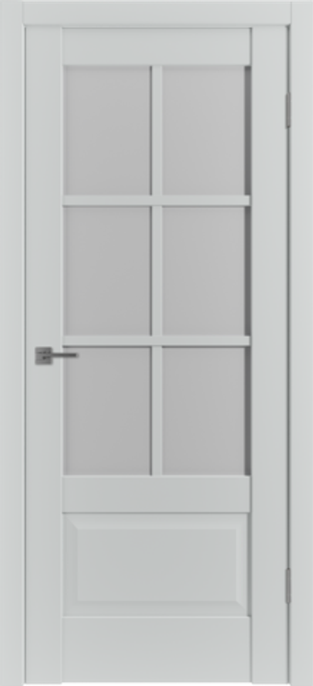 Межкомнатная дверь  VFD (ВФД) ER2 ДО-стекло сатинат White Cloud Emalex Steel (светло-серый матовый, без текстуры)