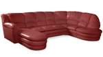 Большой диван Оберон с круглой секцией и оттоманкой Galaxy Red 358*222*102 см, Красный Экокожа Нераскладной Фиеста