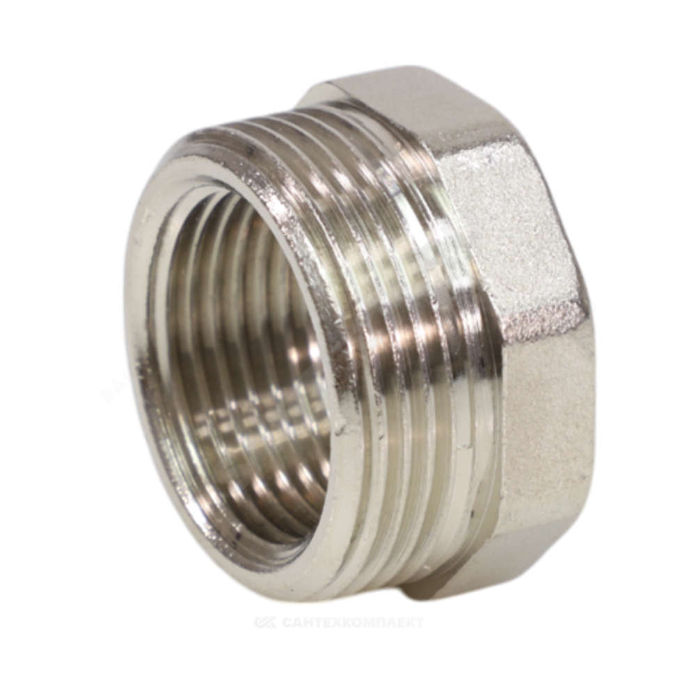 Футорка латунь никель Ду 10х8 (3/8"х1/4") НР/ВР VALFEX VF.581.N.038.014