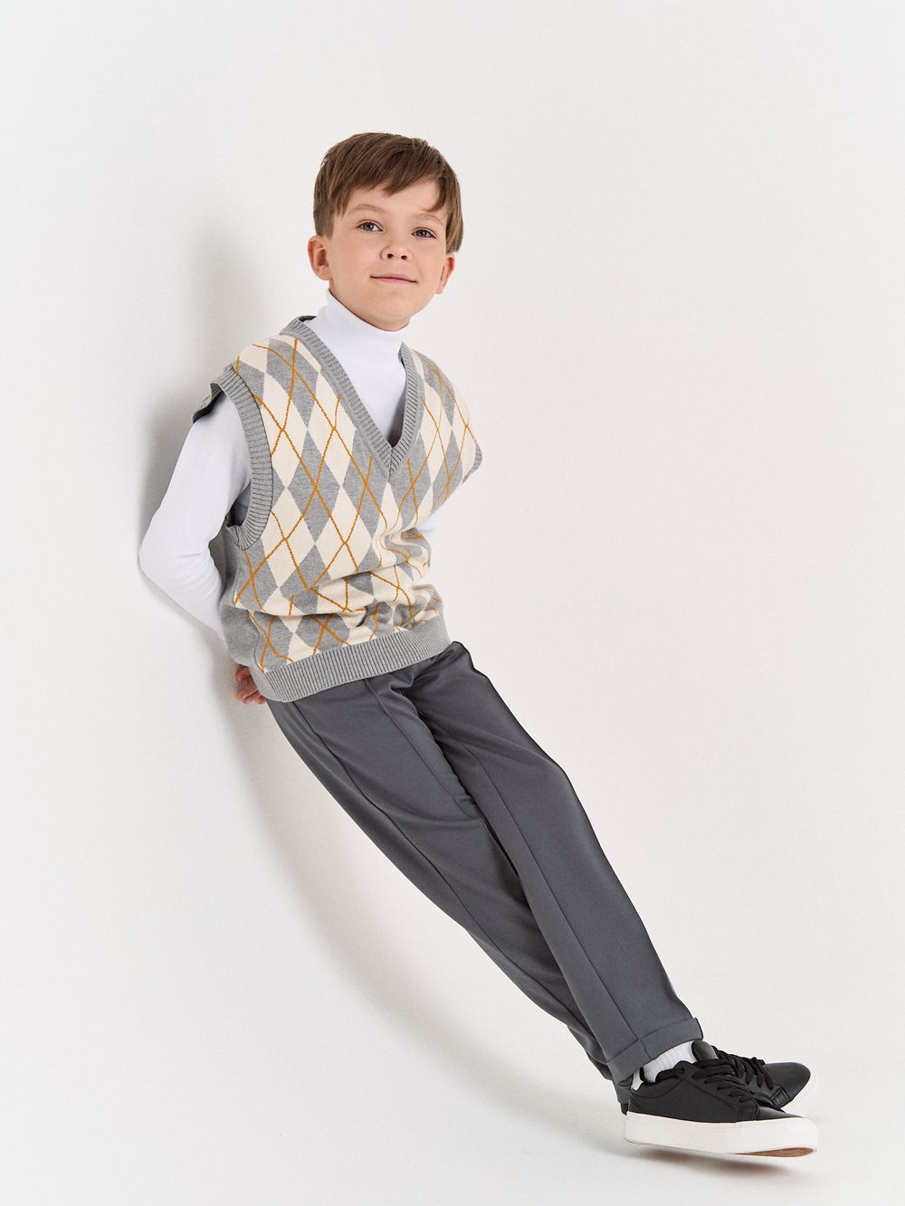 Жилет оверсайз вязаный "Ромбы" 7+