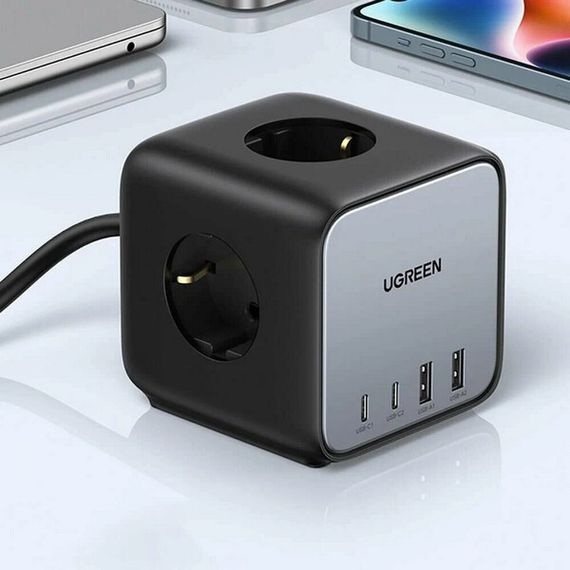 Сетевое зарядное устройство Ugreen CD268 DigiNest Cube 65W 2*USB-C/2*USB-A (60113) серый космос