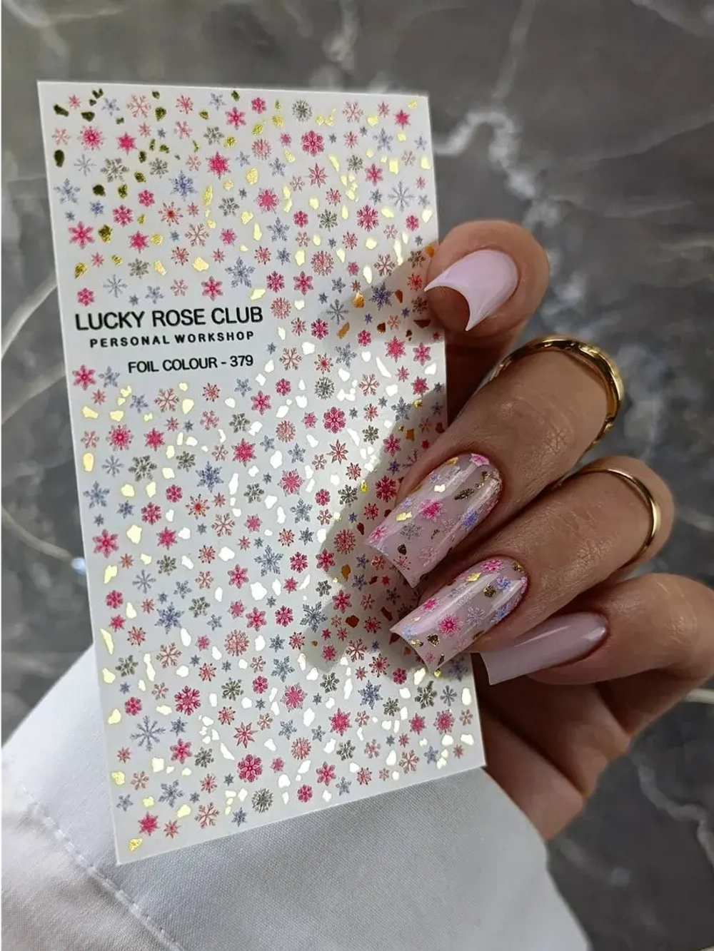 Lucky Rose Слайдеры наклейки для длинных ногтей 379