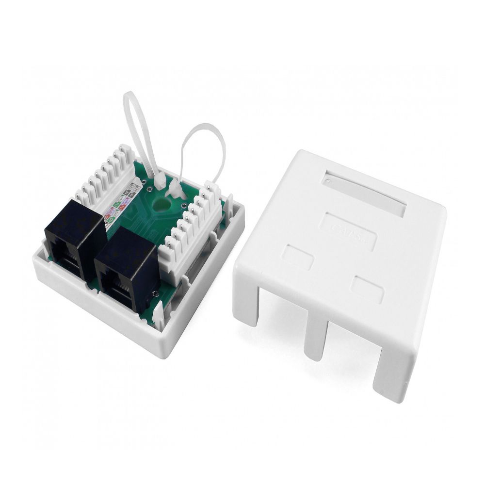 Двойная розетка RJ45 Hyperline SB1-2-8P8C-C5e-WH