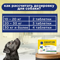 Таблетки от гельминтов для собак и кошек со вкусом мяса Квантум (VIC), 20 таб. Мебендазол/Празиквантел