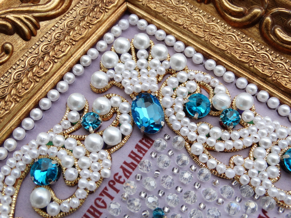 ЖС-4-ЗГ Набор для вышивания хрустальными камнями Богородица Семистрельная (голубой)