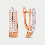 Серьги женские с фианитами из розового золота 585 пробы (арт. 025612-1102)