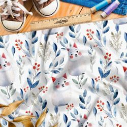 Ткань премиум атлас белые коты