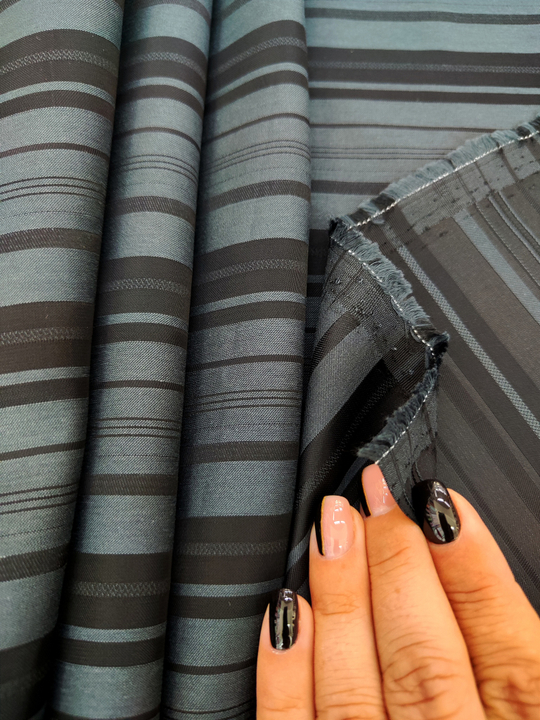 Тафта жаккард полоска, черный/серый FC#54