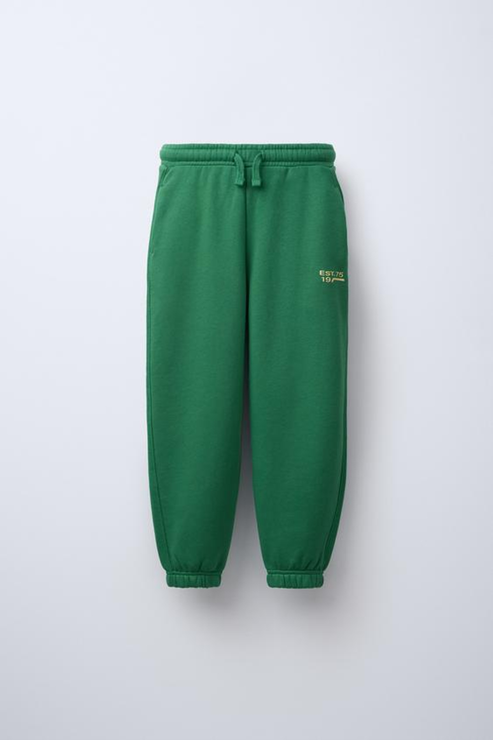 ZARA БРЮКИ-ДЖОГГЕРЫ ИЗ МЯГКОЙ ТКАНИ С РЕЛЬЕФНОЙ НАДПИСЬЮ, ЗЕЛЕНЫЙ