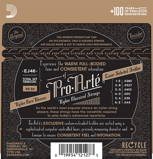 EJ46 PRO ARTE Струны для классической гитары нейлоновые Hard D`Addario