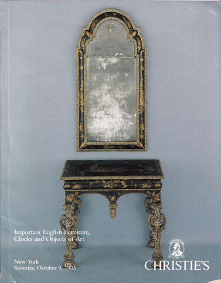 Каталог аукциона Christie's, Нью-Йорк, Английская мебель, часы и предметы декоративно-прикладного искусства от 9 октября 1993 года