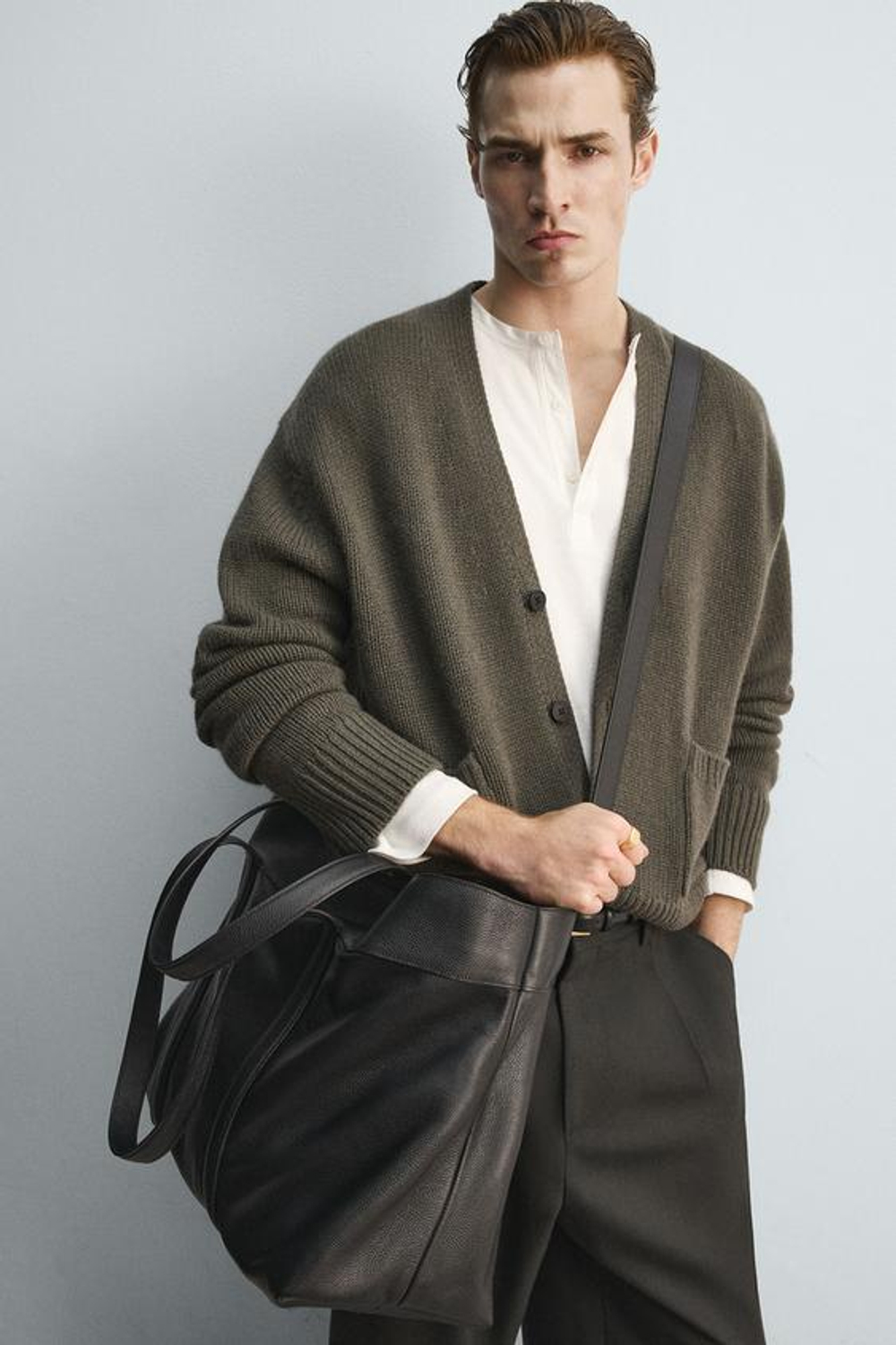 ZARA КОЖАНАЯ СУМКА-ШОПЕР - LIMITED EDITION, ЧЕРНЫЙ