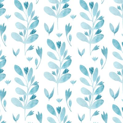 Акварельные голубые веточки с цветами