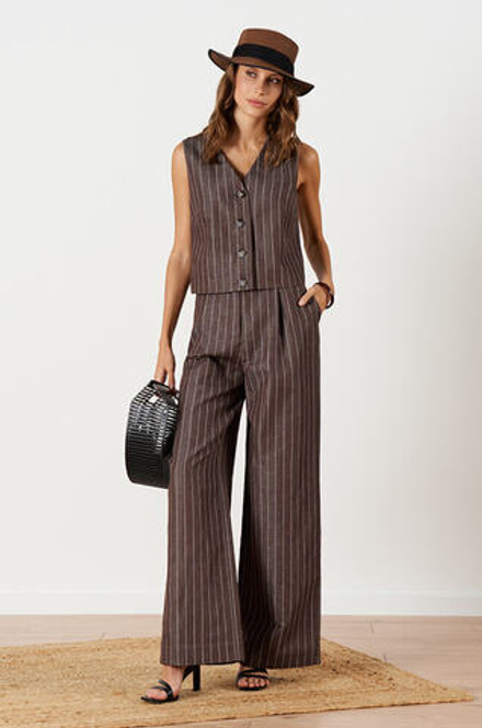 1924 Жилет женский (шоколадный полоска)