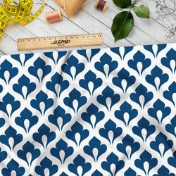 Ткань габардин синий королевский узор