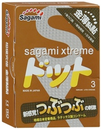 Презервативы Sagami Xtreme Feel Up с точечной текстурой и линиями прилегания - 3 шт.