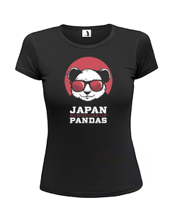 Футболка Япония - королевство панд женская приталенная черная
