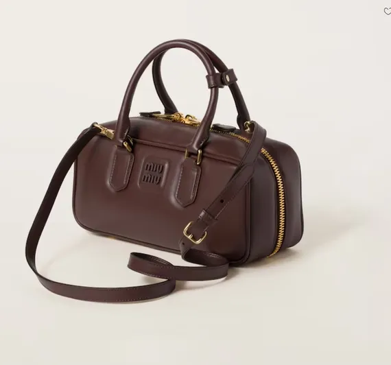 Кожаная сумка Miu Miu Arcadie тёмно-коричневый