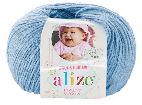 Пряжа Baby wool ( Alize) 350 Светло-голубой, фото