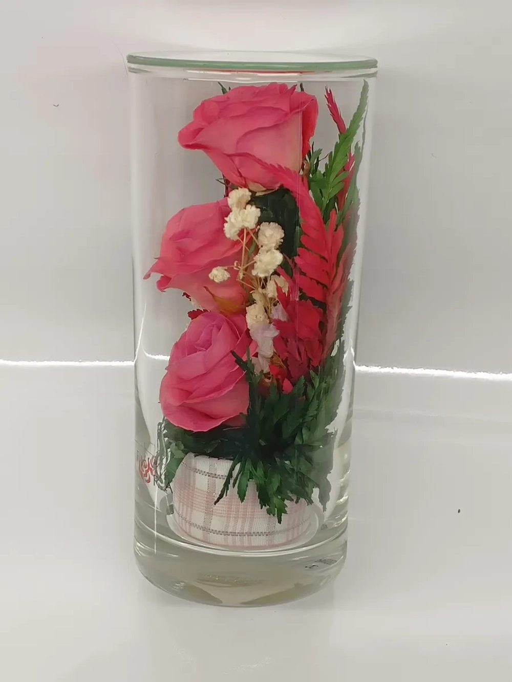 натуральные кустовые розы в стекле, вакуум*
