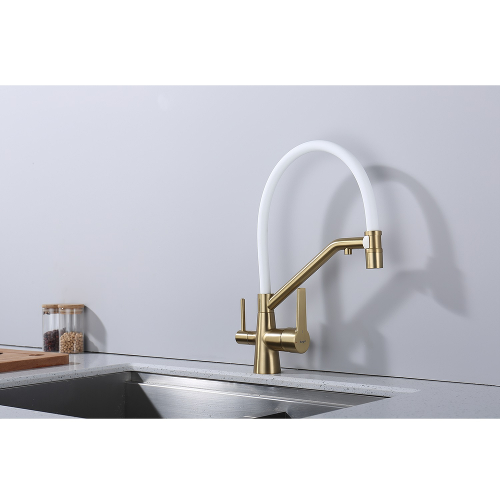 Смеситель для кухни с подключением фильтра Raglo R80.62.03, золотой сатин