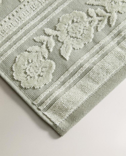ZARA HOME ЖАККАРДОВОЕ БАННОЕ ПОЛОТЕНЦЕ ИЗ ВЕЛЮРА, СВЕТЛО-ЗЕЛЕНЫЙ