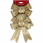 Бант на ёлку «Золотой блеск» 14 см (набор 2 шт)