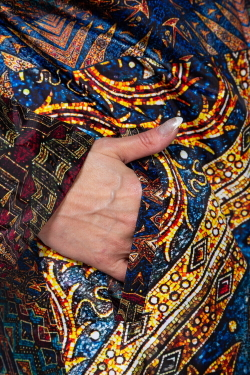 Пальто "Легенда", по мотивам фрагмента мозаики "Пеликан" в Ахенском соборе, построенном при Карле Великом