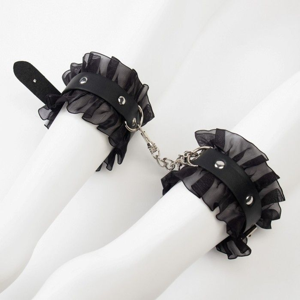 Черный БДСМ-набор «Оки-Чпоки» с кружевом (Цвет: черный)