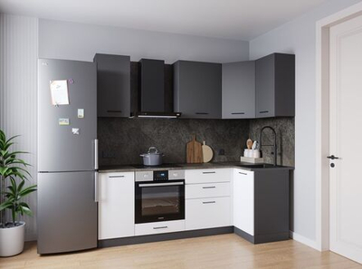 Кухонный гарнитур угловой Лофт 2200 1000 мм столешница 26 мм, ЛДСП, компактная угловая кухня с вместительными шкафами, ящиками, для студии, дачи.