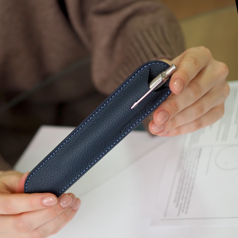 Чехол для ручки Stylo из натуральной кожи теленка, синего цвета