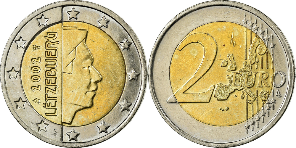 Люксембург 2 евро, 2002-2006 Герцог Анри XF